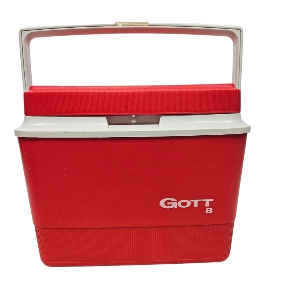 Vintage Gott 8 Quart Red‎ & White Cooler Lunch Box Ice Chest Personal Cooler